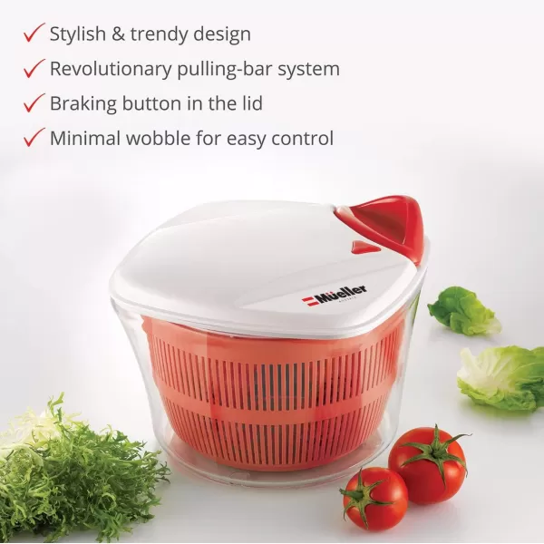 MUELLER Large 5L Salad Spinner Vegetable Washer with Bowl AntiWobble Tech Lockable Colander Basket and Smart Lock Lid  Lettuce Washer and Dryer  Easy Water Drain SystemMUELLER Large 5L Salad Spinner Vegetable Washer with Bowl AntiWobble Tech Lockable Colander Basket and Smart Lock Lid  Lettuce Washer and Dryer  Easy Water Drain System