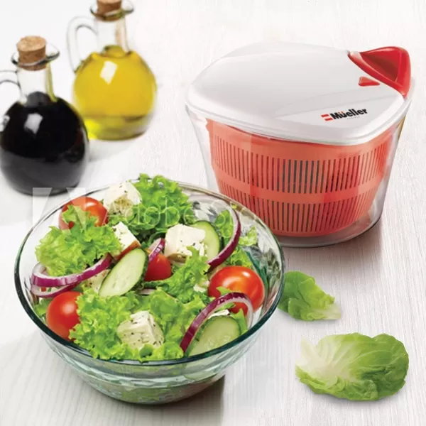 MUELLER Large 5L Salad Spinner Vegetable Washer with Bowl AntiWobble Tech Lockable Colander Basket and Smart Lock Lid  Lettuce Washer and Dryer  Easy Water Drain SystemMUELLER Large 5L Salad Spinner Vegetable Washer with Bowl AntiWobble Tech Lockable Colander Basket and Smart Lock Lid  Lettuce Washer and Dryer  Easy Water Drain System
