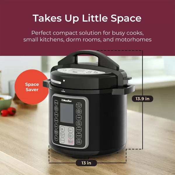 Mueller 6 Quart Pressure Cooker 10 in 1 Cook 2 Dishes at Once Tempered Glass Lid incl Sautenbsp Slow Cooker Rice Cooker Yogurt Maker and Much MoreSlate Gray