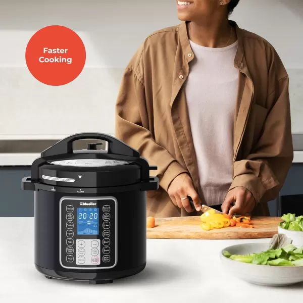 Mueller 6 Quart Pressure Cooker 10 in 1 Cook 2 Dishes at Once Tempered Glass Lid incl Sautenbsp Slow Cooker Rice Cooker Yogurt Maker and Much MoreSlate Gray