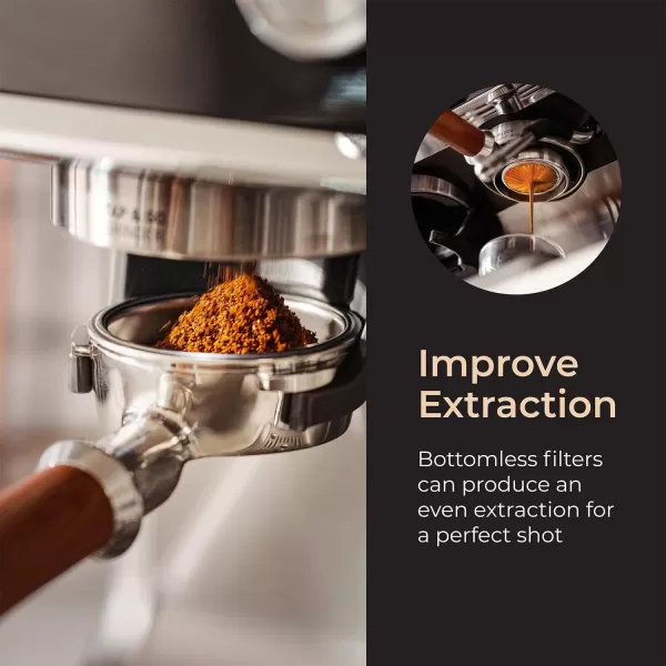 Mueller Bottomless Portafilter Handle Barista Tool Compatible with 58mm Espresso Machines Real Wood Handle 3 Ears on Stainless Steel HeadMueller Bottomless Portafilter Handle Barista Tool Compatible with 58mm Espresso Machines Real Wood Handle 3 Ears on Stainless Steel Head