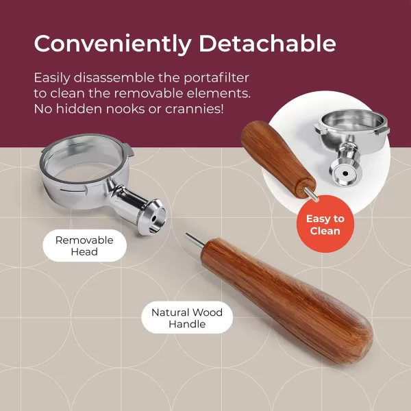 Mueller Bottomless Portafilter Handle Barista Tool Compatible with 58mm Espresso Machines Real Wood Handle 3 Ears on Stainless Steel HeadMueller Bottomless Portafilter Handle Barista Tool Compatible with 58mm Espresso Machines Real Wood Handle 3 Ears on Stainless Steel Head