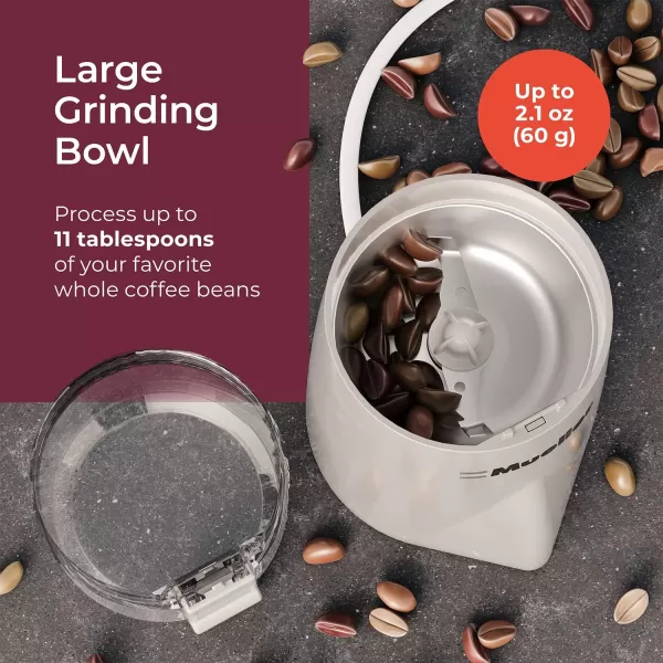 Mueller HyperGrind Precision Electric SpiceCoffee Grinder Mill with Large Grinding Capacity and Powerful Motor also for Spices Herbs Nuts Grains WhiteGray