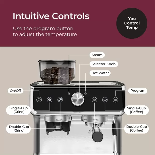 Mueller Premium Espresso Machine Coffee Maker with Milk Frother Coffee Grinder 15 Bar Stainless Steel Standard and Bottomless Portafilter Multiple Filters Temp Control Complete Barista KitMueller Premium Espresso Machine Coffee Maker with Milk Frother Coffee Grinder 15 Bar Stainless Steel Standard and Bottomless Portafilter Multiple Filters Temp Control Complete Barista Kit
