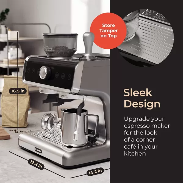 Mueller Premium Espresso Machine Coffee Maker with Milk Frother Coffee Grinder 15 Bar Stainless Steel Standard and Bottomless Portafilter Multiple Filters Temp Control Complete Barista KitMueller Premium Espresso Machine Coffee Maker with Milk Frother Coffee Grinder 15 Bar Stainless Steel Standard and Bottomless Portafilter Multiple Filters Temp Control Complete Barista Kit
