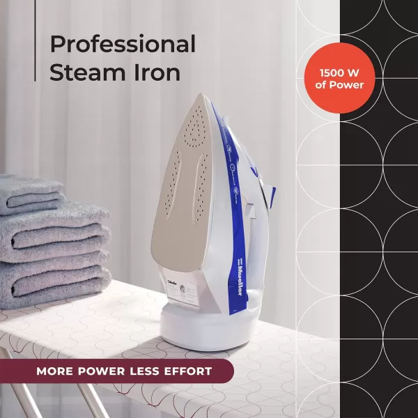Mueller Professional Grade Steam Iron Retractable 8 Ft Cord for Easy Storage Vertical Shot 3 Way Auto Shut Off Self Clean BlueBlue