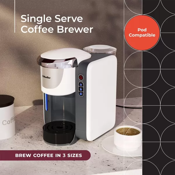 Mueller Single Serve Pod Compatible Coffee Maker Machine With 4 Brew Sizes Rapid Brew Technology with Large Removable 48 oz Water TankMueller Single Serve Pod Compatible Coffee Maker Machine With 4 Brew Sizes Rapid Brew Technology with Large Removable 48 oz Water Tank