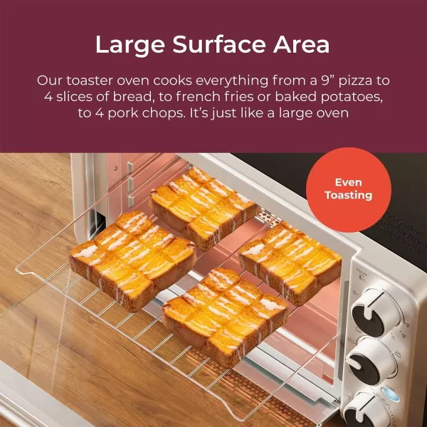 Mueller Toaster Oven with 30 Minute Timer  Toast  Bake  Broiler Settings Stainless Steel Natural Convection Fits 9 inch Pizza 4 Slice Toaster 1100 WMueller Toaster Oven with 30 Minute Timer  Toast  Bake  Broiler Settings Stainless Steel Natural Convection Fits 9 inch Pizza 4 Slice Toaster 1100 W