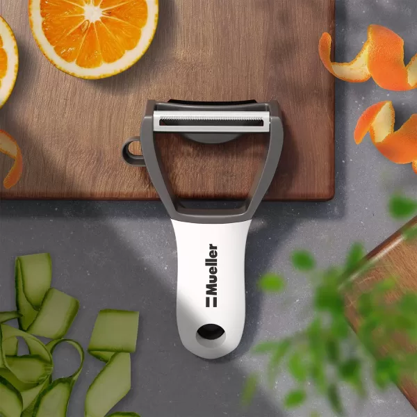 Mueller Ultra 4 in 1 Peeler Vegetable Peeler Kitchen Tool with Multiple Blades Corn Stripper Orange Peeler Potato Eye Remover Straight Blade SlicerMueller Ultra 4 in 1 Peeler Vegetable Peeler Kitchen Tool with Multiple Blades Corn Stripper Orange Peeler Potato Eye Remover Straight Blade Slicer