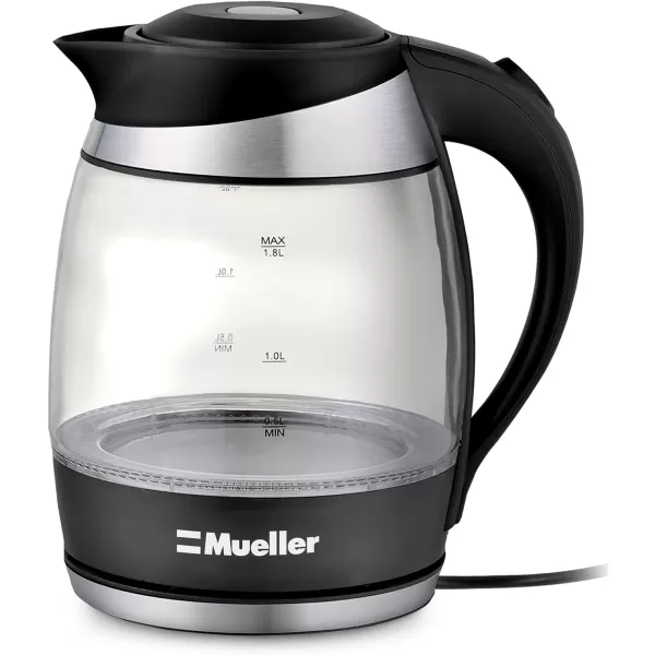 Mueller Ultra Kettle Model No M99S 1500W Electric Kettle with SpeedBoil Tech 18 Liter Cordless with LED Light Borosilicate Glass Auto ShutOff and BoilDry ProtectionMueller Ultra Kettle Model No M99S 1500W Electric Kettle with SpeedBoil Tech 18 Liter Cordless with LED Light Borosilicate Glass Auto ShutOff and BoilDry Protection