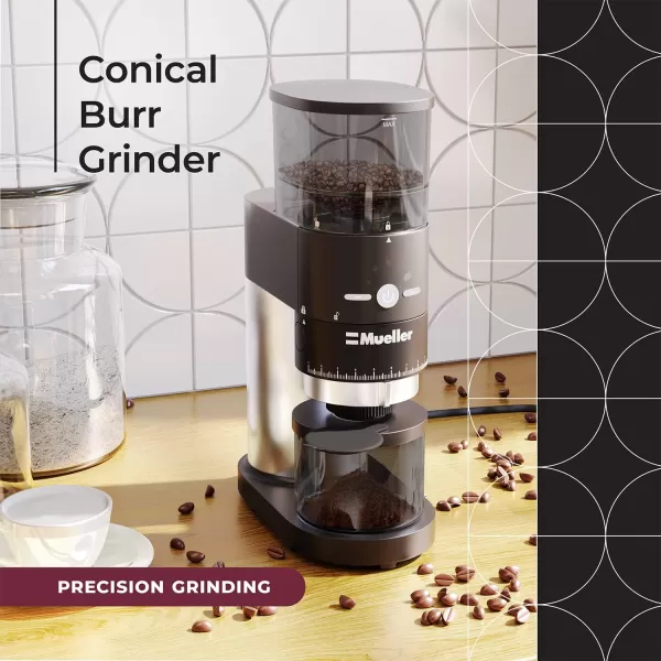 Mueller UltraGrind Conical Burr Grinder Professional Series Innovative Detachable PowderBlock Grinding Chamber for Easy Cleaning and 40mm Hardened Gears for Long LifeMueller UltraGrind Conical Burr Grinder Professional Series Innovative Detachable PowderBlock Grinding Chamber for Easy Cleaning and 40mm Hardened Gears for Long Life