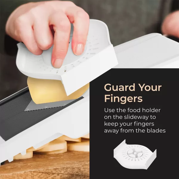 Mueller VPro 5Blade Mandoline Slicer for Kitchen Adjustable with Foldable Stand Fruit Vegetable Chopper Cheese Grater Fast Meal Prep Dishwasher Safe WhiteWhite