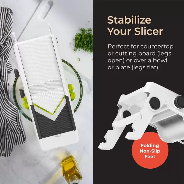 Mueller VPro 5Blade Mandoline Slicer for Kitchen Adjustable with Foldable Stand Fruit Vegetable Chopper Cheese Grater Fast Meal Prep Dishwasher Safe WhiteWhite