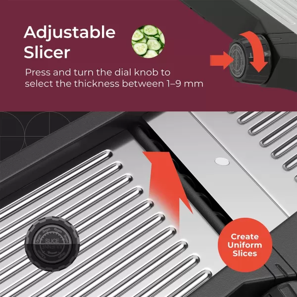 Mueller VPro 5Blade Mandoline Slicer for Kitchen Adjustable with Foldable Stand Fruit Vegetable Chopper Cheese Grater Fast Meal Prep Dishwasher Safe WhiteStainless Steel