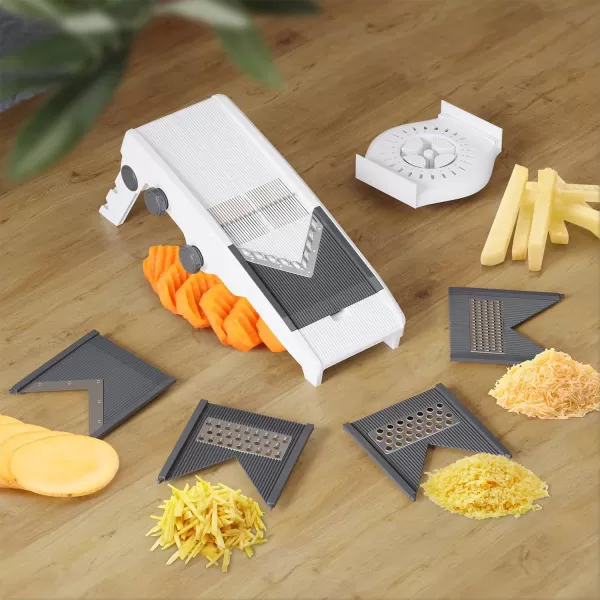 Mueller VPro 5Blade Mandoline Slicer for Kitchen Adjustable with Foldable Stand Fruit Vegetable Chopper Cheese Grater Fast Meal Prep Dishwasher Safe WhiteWhite