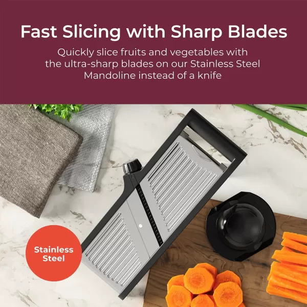 Mueller VPro 5Blade Mandoline Slicer for Kitchen Adjustable with Foldable Stand Fruit Vegetable Chopper Cheese Grater Fast Meal Prep Dishwasher Safe WhiteStainless Steel