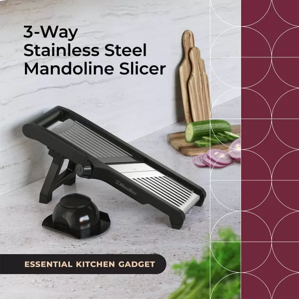 Mueller VPro 5Blade Mandoline Slicer for Kitchen Adjustable with Foldable Stand Fruit Vegetable Chopper Cheese Grater Fast Meal Prep Dishwasher Safe WhiteStainless Steel