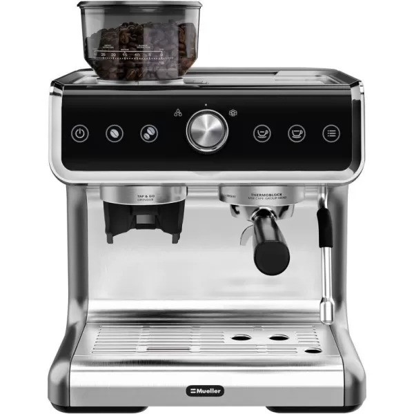 Mueller Premium Espresso Machine Coffee Maker with Milk Frother Coffee Grinder 15 Bar Stainless Steel Standard and Bottomless Portafilter Multiple Filters Temp Control Complete Barista KitMueller Premium Espresso Machine Coffee Maker with Milk Frother Coffee Grinder 15 Bar Stainless Steel Standard and Bottomless Portafilter Multiple Filters Temp Control Complete Barista Kit