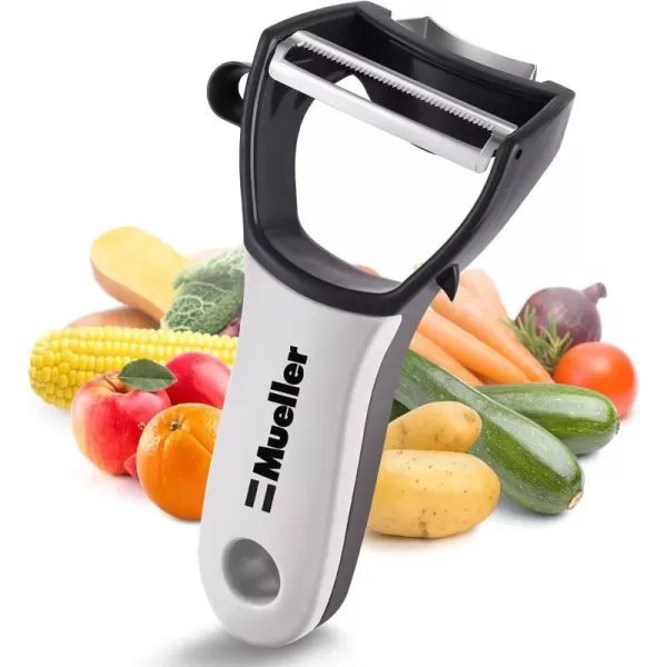 Mueller Ultra 4 in 1 Peeler Vegetable Peeler Kitchen Tool with Multiple Blades Corn Stripper Orange Peeler Potato Eye Remover Straight Blade SlicerMueller Ultra 4 in 1 Peeler Vegetable Peeler Kitchen Tool with Multiple Blades Corn Stripper Orange Peeler Potato Eye Remover Straight Blade Slicer