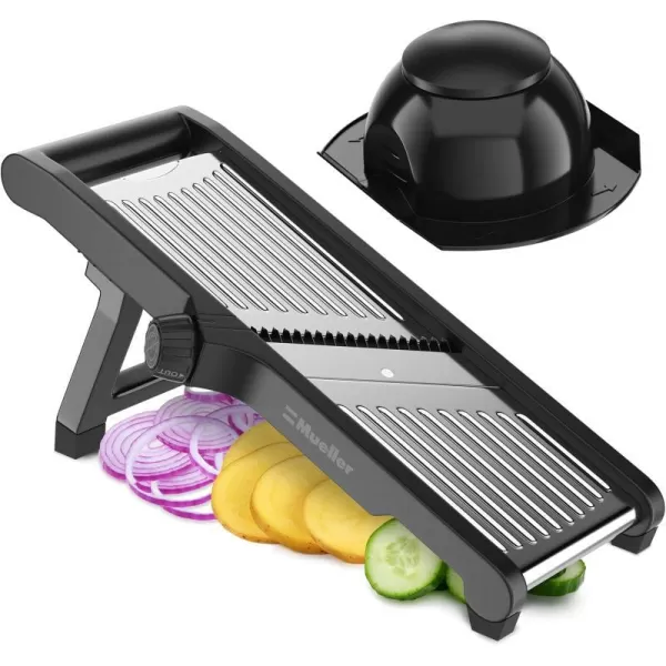 Mueller VPro 5Blade Mandoline Slicer for Kitchen Adjustable with Foldable Stand Fruit Vegetable Chopper Cheese Grater Fast Meal Prep Dishwasher Safe WhiteStainless Steel