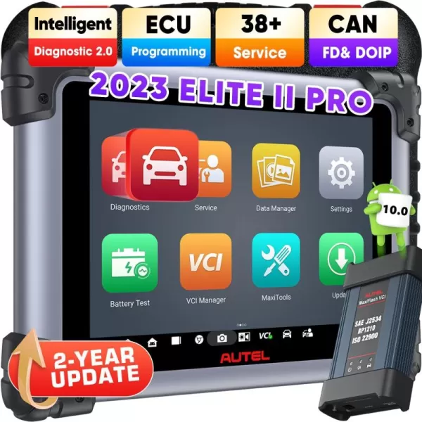 2023 Newer Autel MaxiSys Elite II Pro, 2-Year Free Update [$2590], New Version of MS909/ MS919/ Ultra, Top Intelligent Diagnostic 2.0, J2534 ECU Programming Coding, 38+ Service, CAN FD &amp; DoIP, 10.0 OS