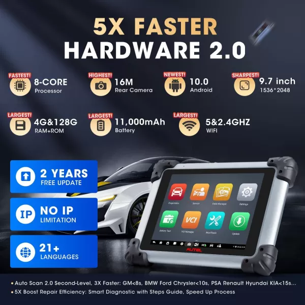 2023 Newer Autel MaxiSys Elite II Pro, 2-Year Free Update [$2590], New Version of MS909/ MS919/ Ultra, Top Intelligent Diagnostic 2.0, J2534 ECU Programming Coding, 38+ Service, CAN FD &amp; DoIP, 10.0 OS
