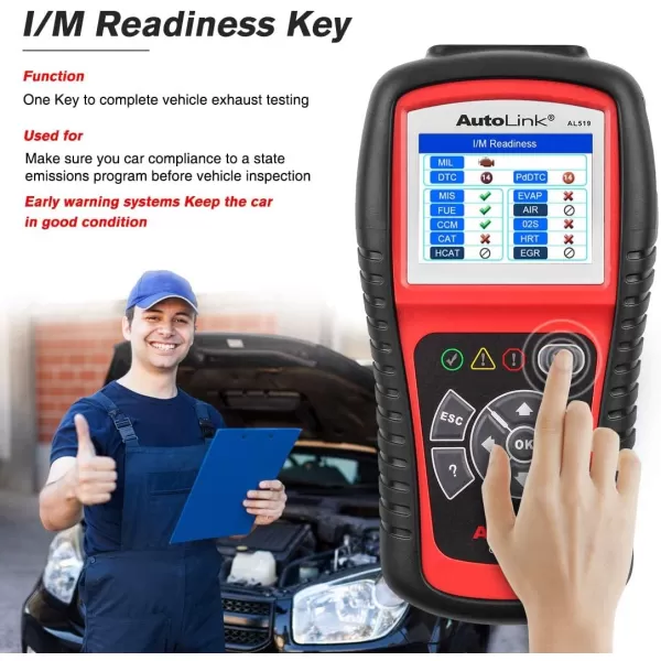 Autel AL519 OBD2 Scanner, 2023 Newest Professional Mechanic OBDII &amp; CAN Car Diagnostic Code Reader Tool for Check Engine Light, One-Click Smog Check, DTCs Lookup, Upgraded Ver. of AL319/ MS309