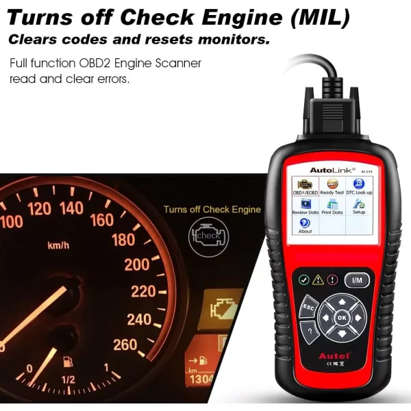 Autel AL519 OBD2 Scanner, 2023 Newest Professional Mechanic OBDII &amp; CAN Car Diagnostic Code Reader Tool for Check Engine Light, One-Click Smog Check, DTCs Lookup, Upgraded Ver. of AL319/ MS309