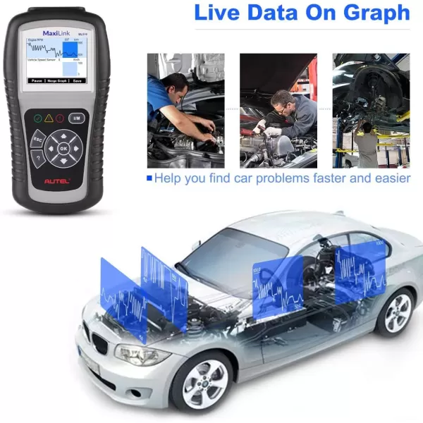 Autel AL519 OBD2 Scanner, 2023 Newest Professional Mechanic OBDII &amp; CAN Car Diagnostic Code Reader Tool for Check Engine Light, One-Click Smog Check, DTCs Lookup, Upgraded Ver. of AL319/ MS309