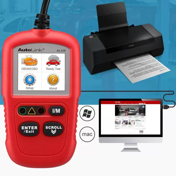 Autel AutoLInk AL329 with Case, I/M Readiness Key, OBD2 Code Reader, Retrieves VIN CALID and CVN, Freeze Frame Data, Turns Off MIL