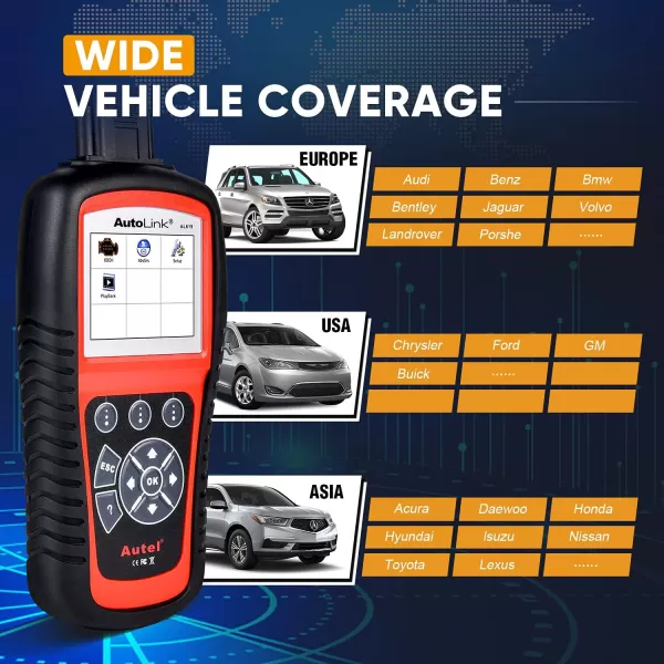 Autel AutoLink AL619 Scanner, 2023 Newest Car ABS SRS &amp; CAN OBD2 Diagnostic Scan Tool, 10 OBDII Test Modes, DTCs Lookup, Live Data, Check Engine Light Code Reader, Upgraded of ML619 AL519 ML519 AL319