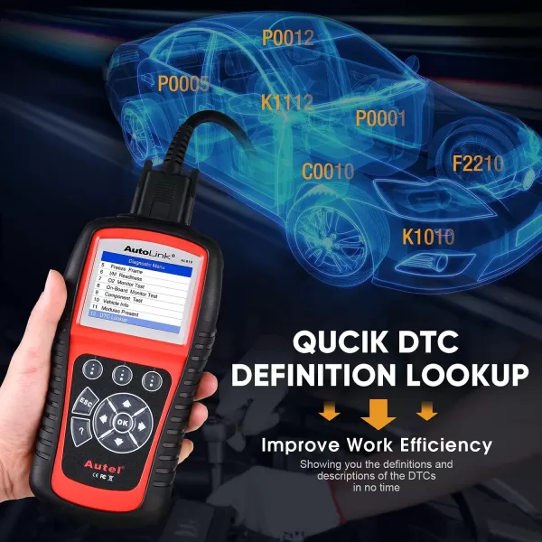 Autel AutoLink AL619 Scanner, 2023 Newest Car ABS SRS &amp; CAN OBD2 Diagnostic Scan Tool, 10 OBDII Test Modes, DTCs Lookup, Live Data, Check Engine Light Code Reader, Upgraded of ML619 AL519 ML519 AL319