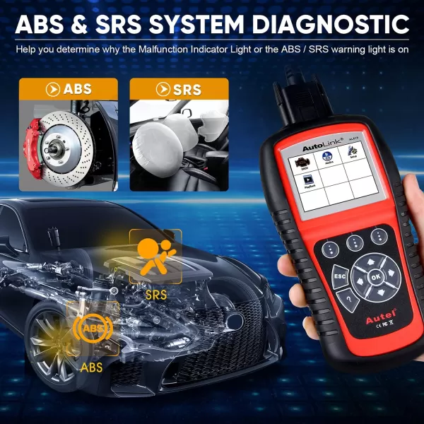 Autel AutoLink AL619 Scanner, 2023 Newest Car ABS SRS &amp; CAN OBD2 Diagnostic Scan Tool, 10 OBDII Test Modes, DTCs Lookup, Live Data, Check Engine Light Code Reader, Upgraded of ML619 AL519 ML519 AL319