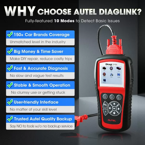 Autel Code Reader Diaglink  All Systems/Modules Diagnostic for ABS, SRS, Engine, Transmission etc, EPB, Oil Reset All Systems/Modules Diagnostic for ABS, SRS, Engine, Transmission etc, EPB, Oil Reset)
