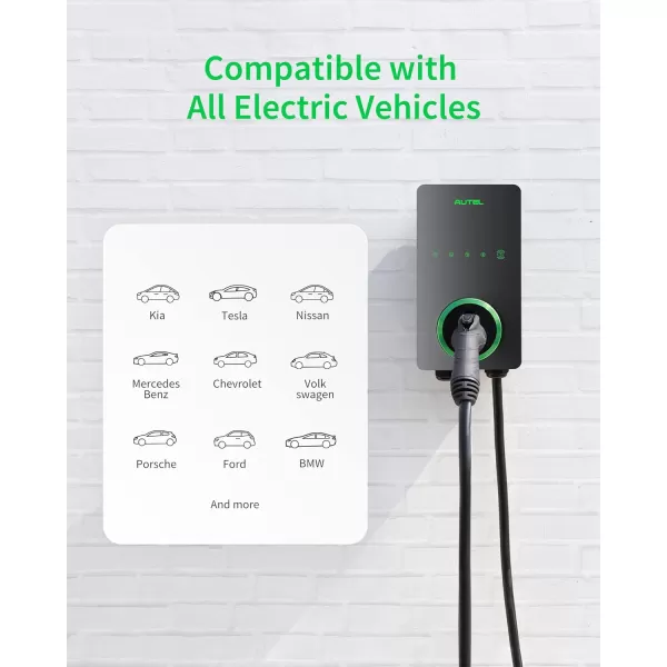 Autel Home Level 2 EV Charger up to 50Amp, 240V, Indoor/Outdoor Car Charging Station, Wi-Fi and Bluetooth Enabled EVSE, Flexible 25-Foot Cable,Hardwired, Dark Gray