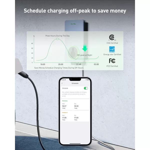 Autel Home Level 2 EV Charger up to 50Amp, 240V, Indoor/Outdoor Car Charging Station, Wi-Fi and Bluetooth Enabled EVSE, Flexible 25-Foot Cable,Hardwired, Dark Gray