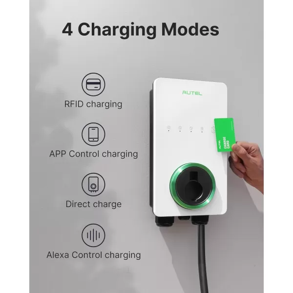 Autel Home Level 2 EV Charger up to 50Amp, 240V, Indoor/Outdoor Car Charging Station, Wi-Fi and Bluetooth Enabled EVSE, Flexible 25-Foot Cable,Hardwired, Dark Gray