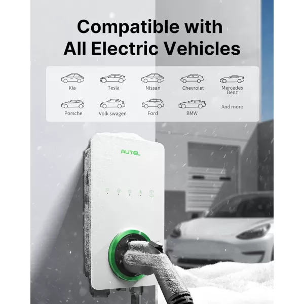 Autel Home Level 2 EV Charger up to 50Amp, 240V, Indoor/Outdoor Car Charging Station, Wi-Fi and Bluetooth Enabled EVSE, Flexible 25-Foot Cable,Hardwired, Dark Gray
