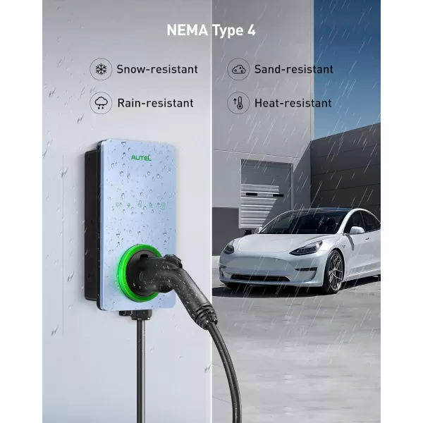 Autel Home Level 2 EV Charger up to 50Amp, 240V, Indoor/Outdoor Car Charging Station, Wi-Fi and Bluetooth Enabled EVSE, Flexible 25-Foot Cable,Hardwired, Dark Gray