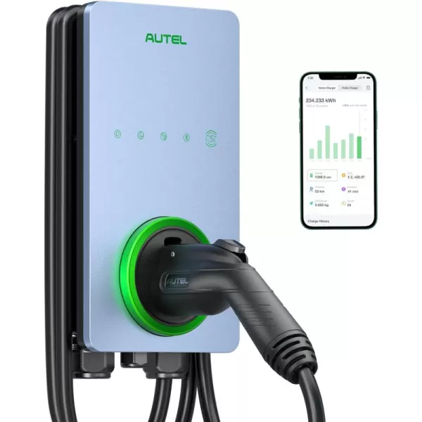 Autel Home Level 2 EV Charger up to 50Amp, 240V, Indoor/Outdoor Car Charging Station, Wi-Fi and Bluetooth Enabled EVSE, Flexible 25-Foot Cable,Hardwired, Dark Gray