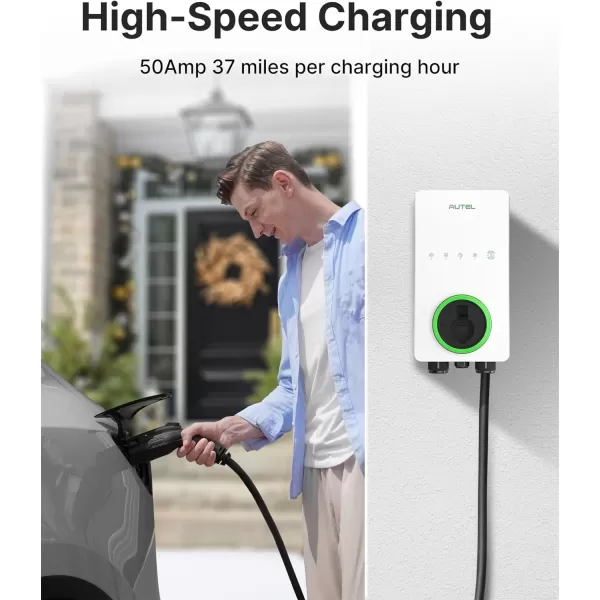 Autel Home Level 2 EV Charger up to 50Amp, 240V, Indoor/Outdoor Car Charging Station, Wi-Fi and Bluetooth Enabled EVSE, Flexible 25-Foot Cable,Hardwired, Dark Gray