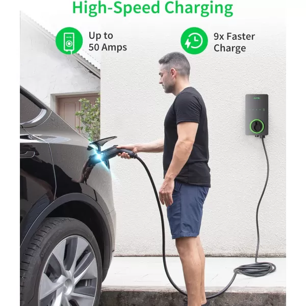 Autel Home Level 2 EV Charger up to 50Amp, 240V, Indoor/Outdoor Car Charging Station, Wi-Fi and Bluetooth Enabled EVSE, Flexible 25-Foot Cable,Hardwired, Dark Gray