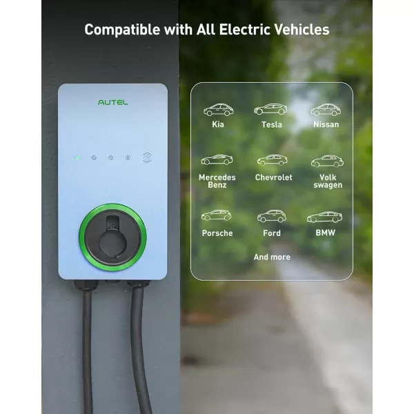 Autel Home Level 2 EV Charger up to 50Amp, 240V, Indoor/Outdoor Car Charging Station, Wi-Fi and Bluetooth Enabled EVSE, Flexible 25-Foot Cable,Hardwired, Dark Gray