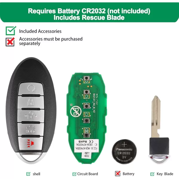 Autel IKEY Programmable Smart Key 2023 Newest Key Fob Programming Key Creation/Clone 315M/415M 5 Buttons Blank Key OE Quality for Nissan Key Replacement Work with Autel MaxiIM KM100 )