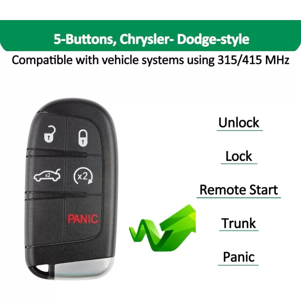Autel IKEY Programmable Smart Key, IKEYCR5TPR, Work with Autel KM100, 2023 Newest Key Fob Programming, Key Replacement for Chrysler and for Dodge, Key Creation, 315M/415M, 5 Buttons Blank Key