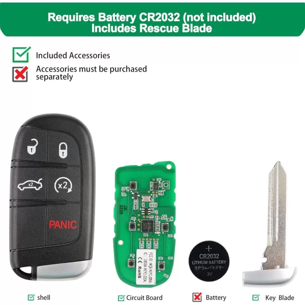 Autel IKEY Programmable Smart Key, IKEYCR5TPR, Work with Autel KM100, 2023 Newest Key Fob Programming, Key Replacement for Chrysler and for Dodge, Key Creation, 315M/415M, 5 Buttons Blank Key