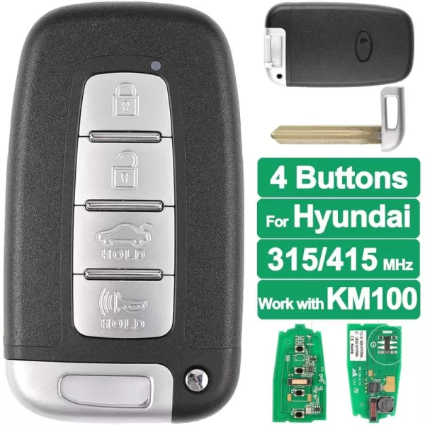Autel IKEY Programmable Smart Key, IKEYHY4TP, 2023 Newest Key Fob Programming, Key Creation/Clone 315M/415M, 4 Buttons Blank Key, OE Quality for Hyundai Key Replacement, Work with Autel MaxiIM KM100