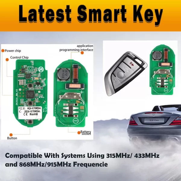 Autel IKEY Razor Programmable Smart Key 2023 Newest Key Fob for BMW Key Creation 4 Buttons Ultra-Long Range OE Quality 700+ Vehicles Car Key Replacement Programmed with Autel KM100 IM508 IM608