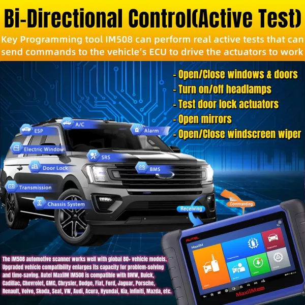 Autel IM508 Key Programmer for All Vehicles 2023 Version Key Fob Programmer IMMO Key Learning/Creation Chip Read/Write/Clone All System Diagnosis Active Test Advanced MX808 KM100