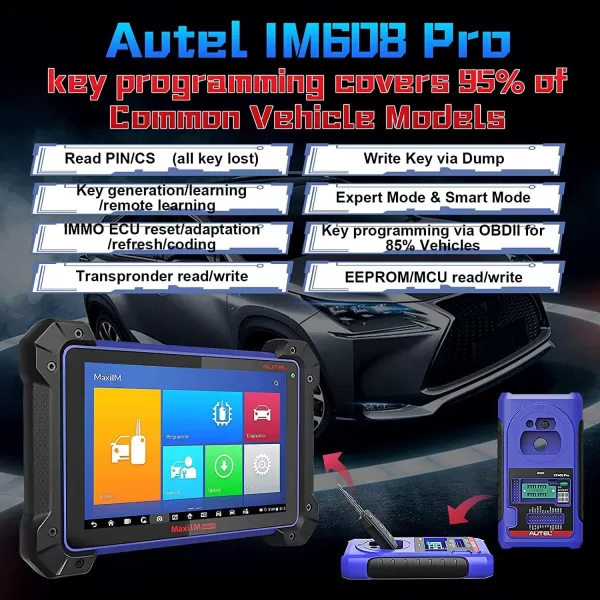 Autel IM608 Pro Key Programmer with $1316 Tool Kit, 2 Years Free Update, 2022 Upgraded of IM608/IM508, [with XP400Pro, IMKPA Kit, G-BOX2 &amp; APB112], ECU Coding, Bi-Directional Scanner with 36 Services